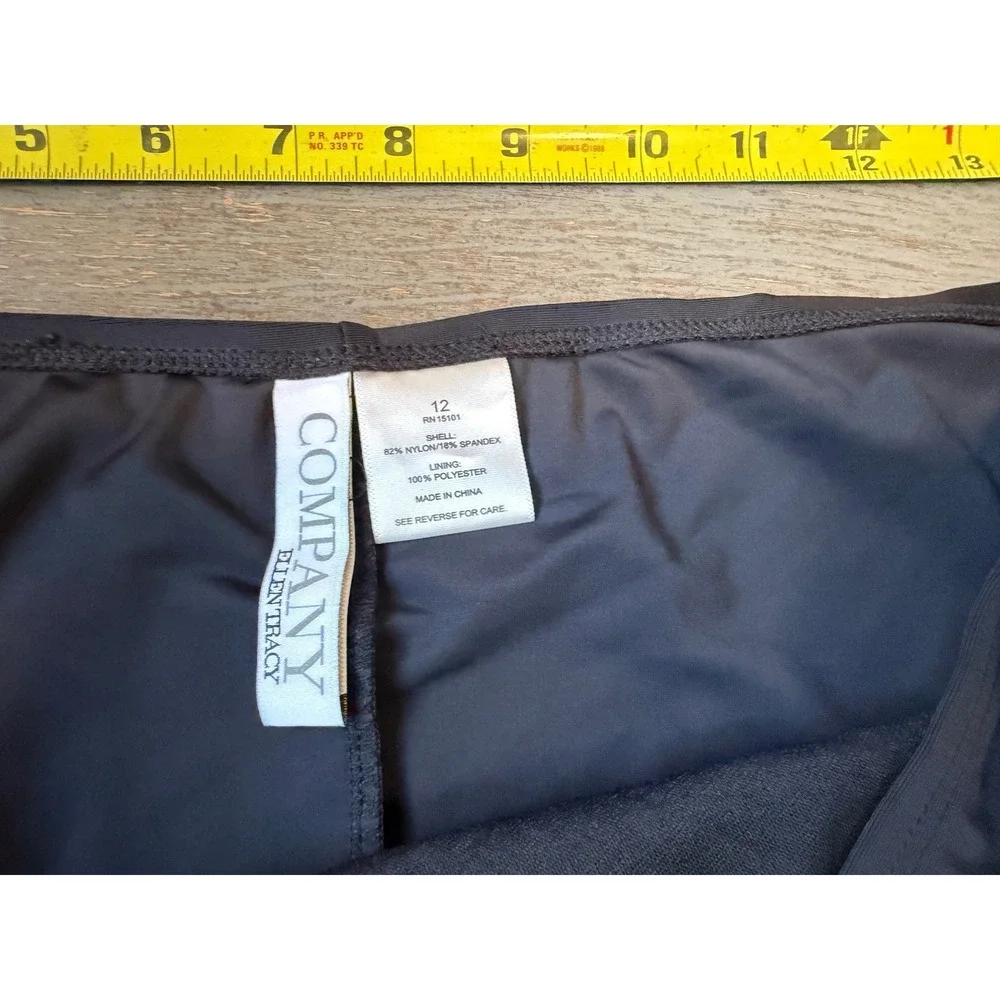 Company Ellen Tracy Black Bikini Bottoms High Cut Swim Briefs Size 12 RN15101